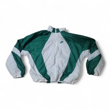 Vtg 90s Nike White Green Windbreaker Jacket Rare Full Zip Mens Size Large EUC