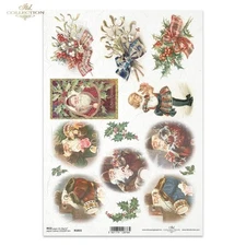 Vintage Christmas Elements | A4 Rice Paper | Paper for Decoupage | ITD