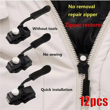 12 Pack Universal Quick Fix Zipper Repair Kit Detachable Slider Replacement