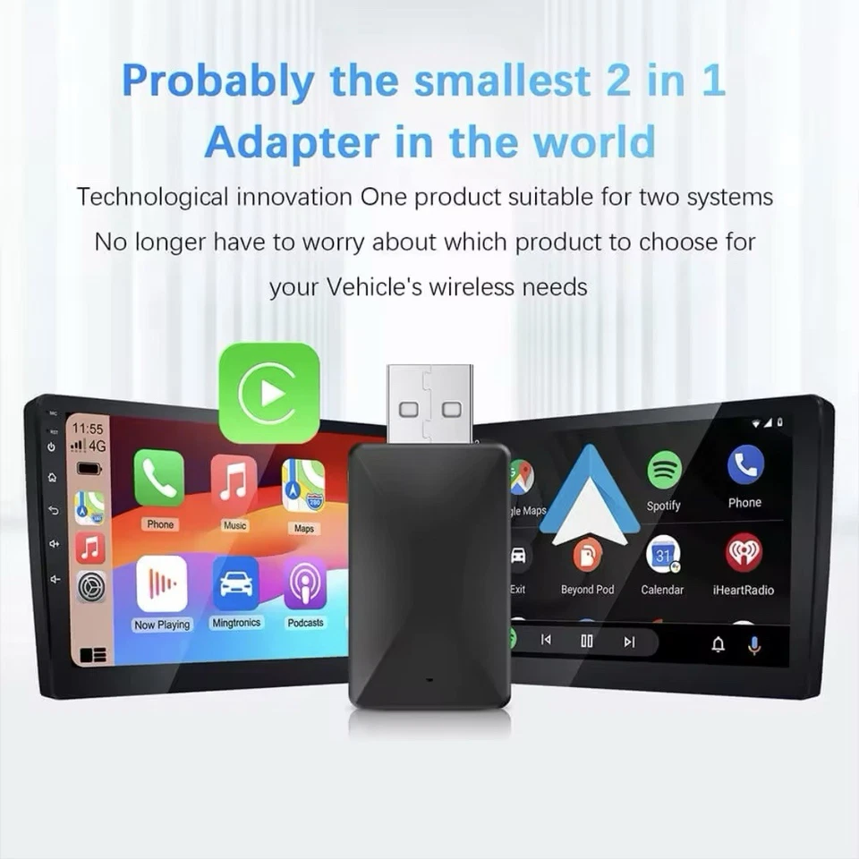 2-in-1 Wireless CarPlay Android Auto USB Adapter for iPhone & Android 2025 - Photo 3/4