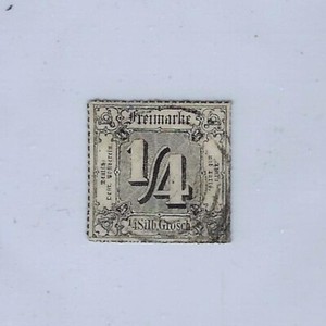 Old German Stamp 1866  Thurn +Taxis 1/4Sgr  Rare  16 1/2 Perf  Black Used
