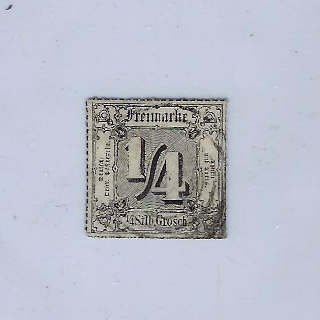 Old German Stamp 1866  Thurn +Taxis 1/4Sgr  Rare  16 1/2 Perf  Black Used