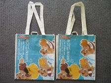 (2) Kellogg's Reusable Tote Shopping Bags RICE KRISPIES 2012 Snap Crackle Pop