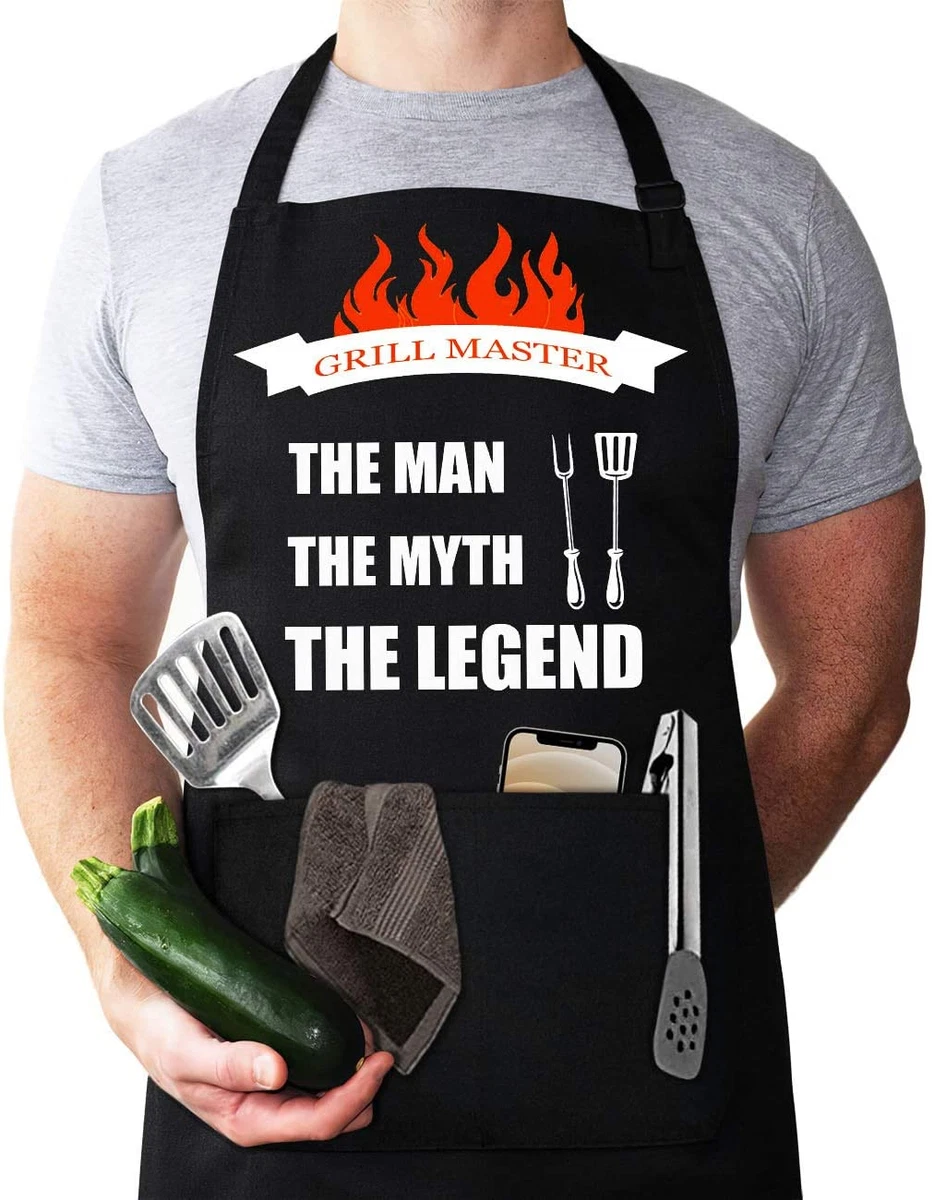  Funny Aprons for Men, BBQ Dad Apron with 2 Pockets