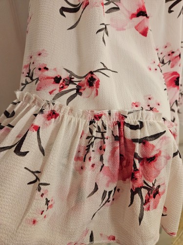 Eilly Bazar Women's Pink Floral Off The Shoulder Bell Sleeve Mini Dress Size M - Picture 11 of 13