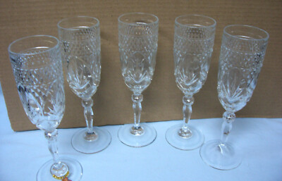CHAMPAGNE GLASSES (5) Chris Durand Vintage Clear Beautiful Fluted Glasses  (A2)
