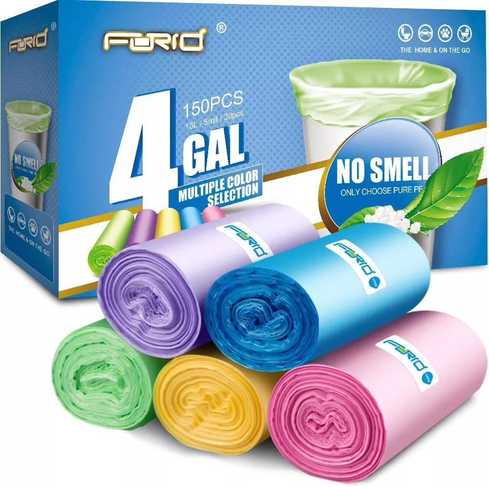 Total 4 Gallon Bathroom Small Trash Bags, Disposable Thin Trash