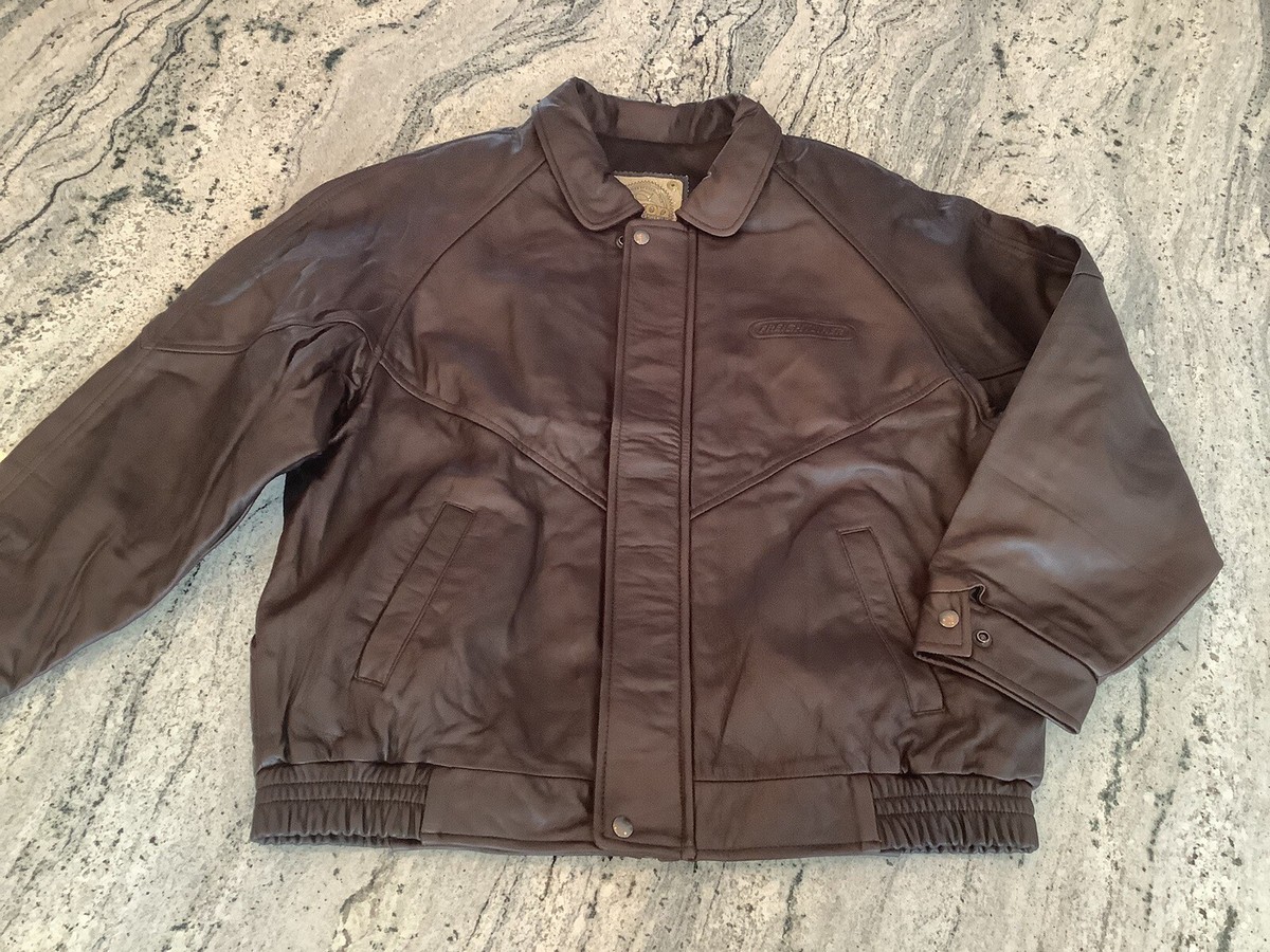 Saxon Leather Jacket Freighliner Brown Soft Bomber Jacket Coat L