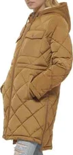 LEVi Women's Soft Sherpa Lined Diamond Quilted Parka Jacket | F34