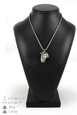 Bull Terrier type 2 - silver plated necklace on silver cord, Art Dog USA