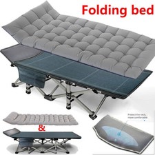 H ZT Folding Cot Folding Camping Bed Military Cot Wide Sleeping Cots w/ Mat