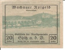 AUSTRIA (SPITZ an der DONAU) 20 HELLER 30/09/1920