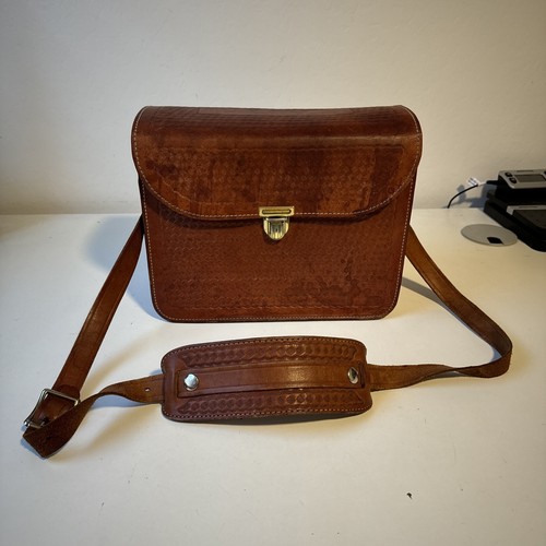 Grundman's Tooled Leather Shooting Skeet Bag Satchel Vintage Very Rare