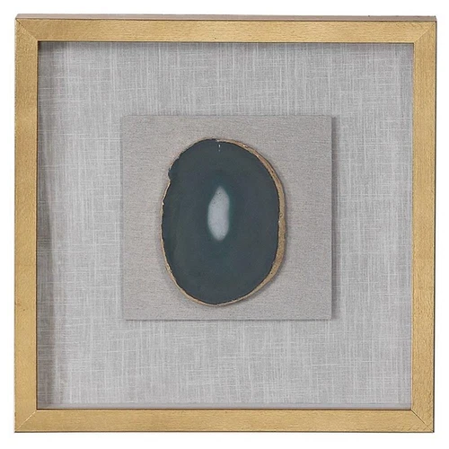 Uttermost Keeva Wood Agate Stone and Fabric Shadow Box in White and Gold - Picture 1 of 10