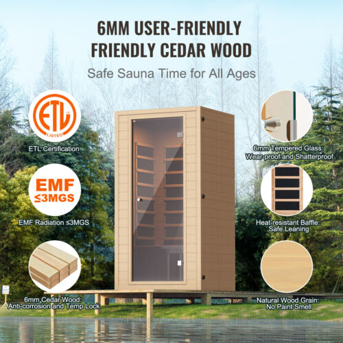 VEVOR Sauna infrarouge lointain en bois pour 1 à 2 personnes domicile 1400 W - Zdjęcie 5 z 12