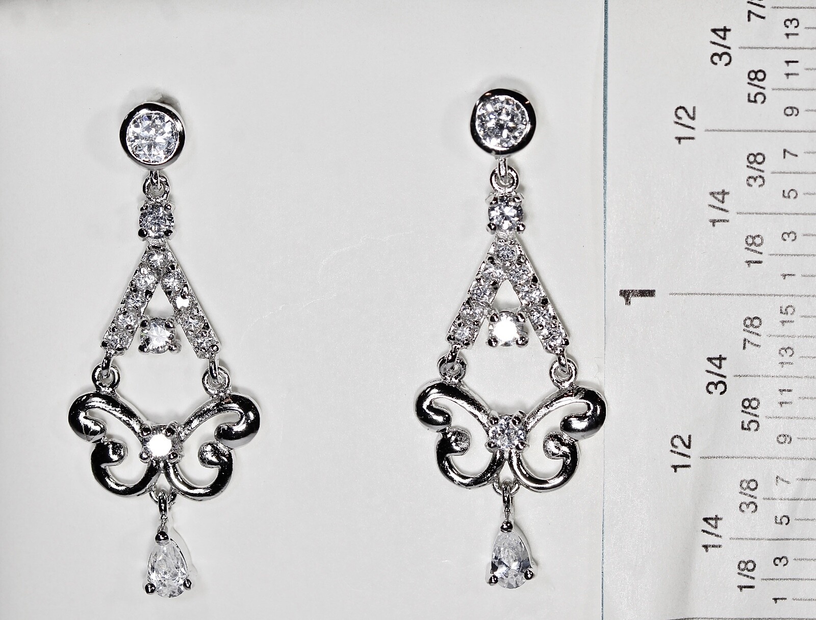 925 Sterling Silver Chandelier Earrings Cubic Zirconia Dangle CZ Italian Classic eBay
