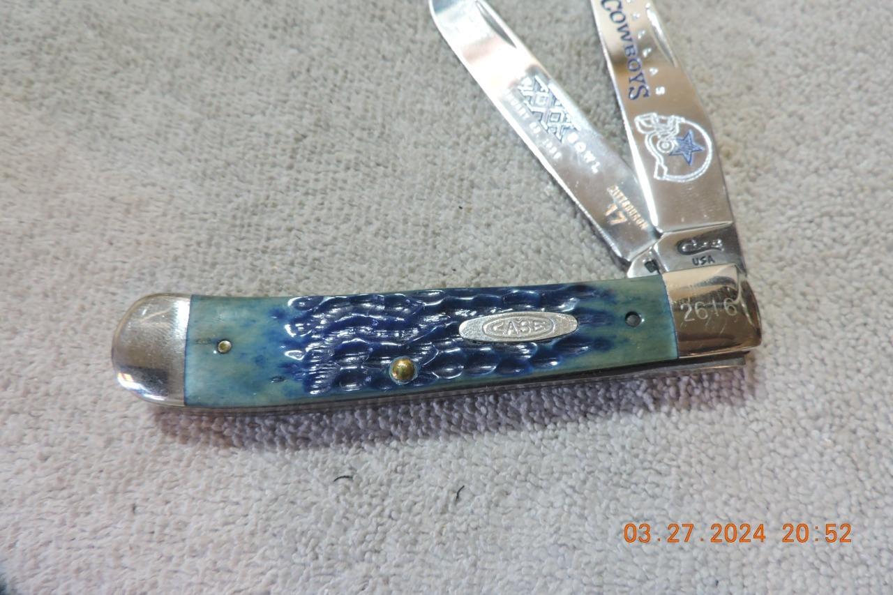 Case XX B6254 Blue Bone Trapper Knife Dallas Cowboys 1996 XXX Super