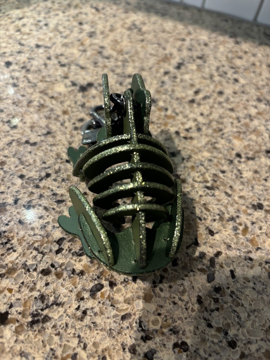 COACH FROG GREEN SKELETAL PUZZLE GLITTER SMALL BAG CHARM FOB