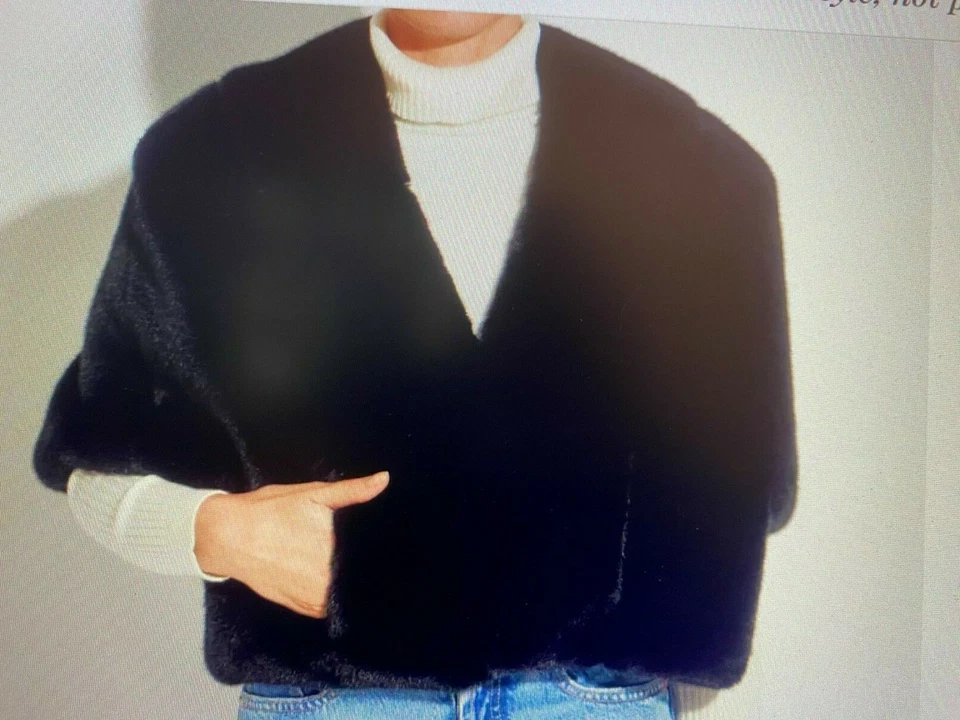 Catherine Malandrino Bolero Feminino Capelet Pele Sintética Cor Preta Tamanho M Novo com etiquetas - Imagem 4 de 4