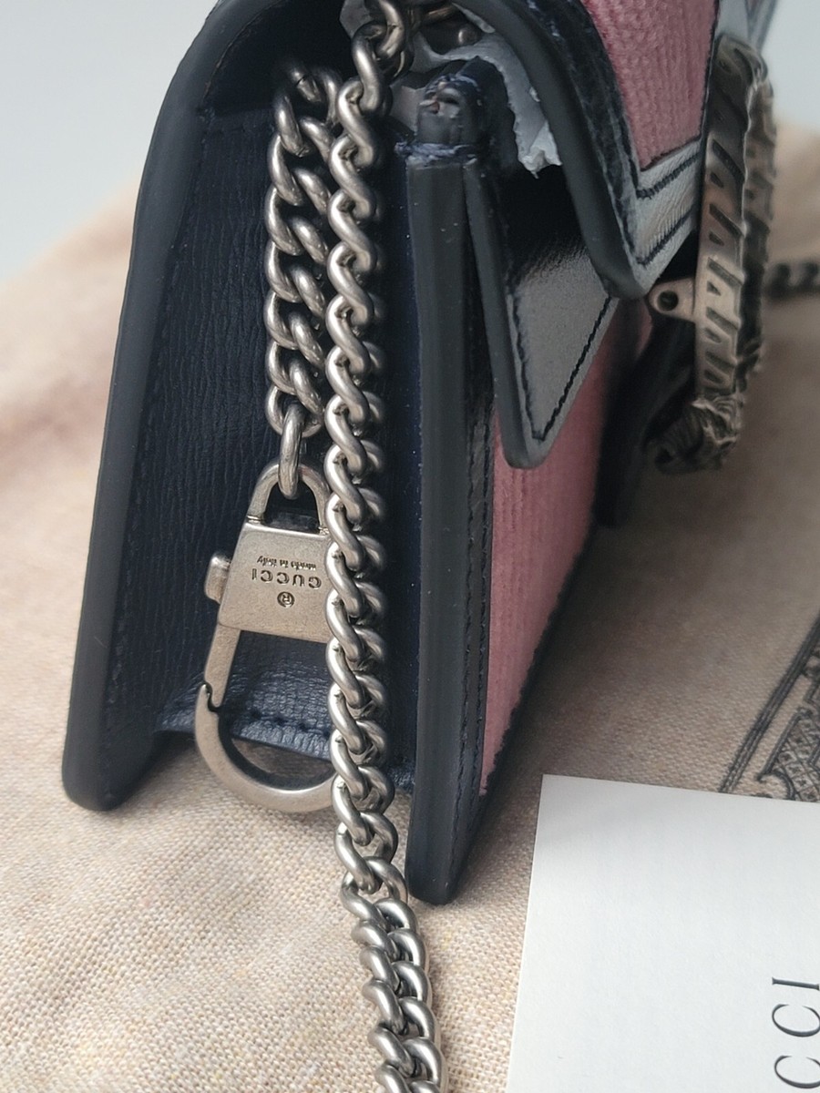 Gucci Dionysus Super Mini CrossBody Bag Pink Corduroy Navy Blue