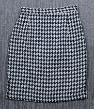 Vintage Skirt Houndstooth Pencil Womens 7 Zip Closure Back Slit Academia 90s