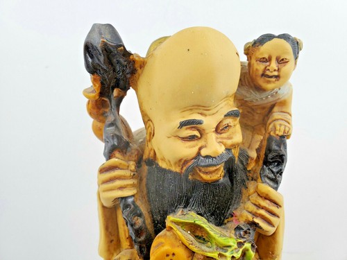 Vintage Chinese God Longevity Peach Statue Made In Italy - Picture 2 of 8