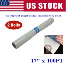 QOMOLANGMA 2 Rolls 17" x 100FT Waterproof Inkjet Milky Transparency Film