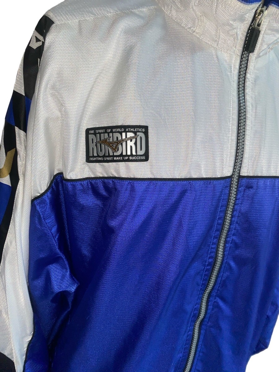 トップス mizuno runbird y2k logo sweat Mizuno Runbird Blue White Nylon Active Track Jacket Vintage