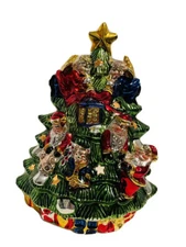 Christmas Tree Tea Light Votive Candle Holder Ceramic Santa’s Collection Vintage