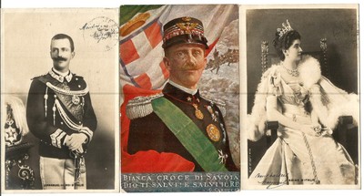 Italy. 3 postcards Kings and Queen. See double sided.
