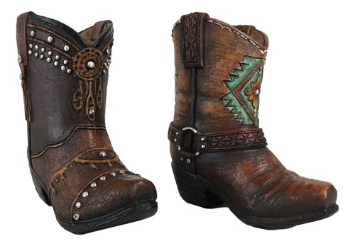 2er Set Western Cowboy Türkis & Traumfänger Stiefel Schminkwerkzeug Stifthalter - Bild 4 von 8