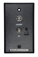 Winegard RV Aux/Sat + TV Coaxial Wallplate Power Supply BLACK RV-0753 ON/OFF