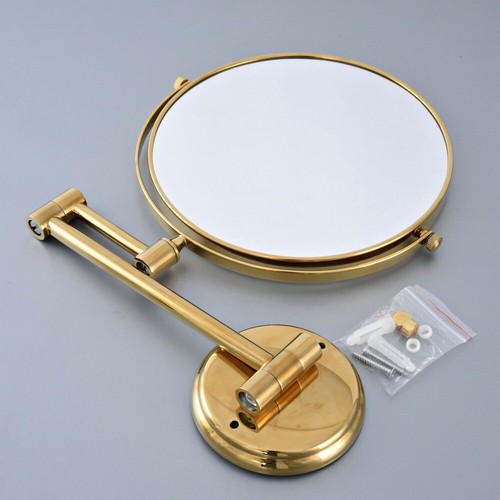 Gold Brass 8" MIRROR Round Double Two Sided Fold Away 3 x Magnification yba632 - Picture 2 of 6