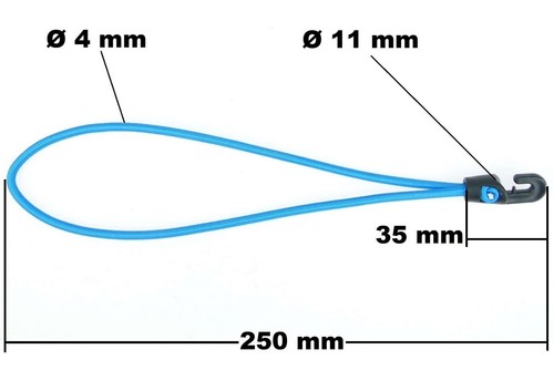 10x MIDI Tent Tarpaulin Repair Clip Blue + 25cm Tension Rubber Hook Clamp Eye Set - Picture 12 of 17