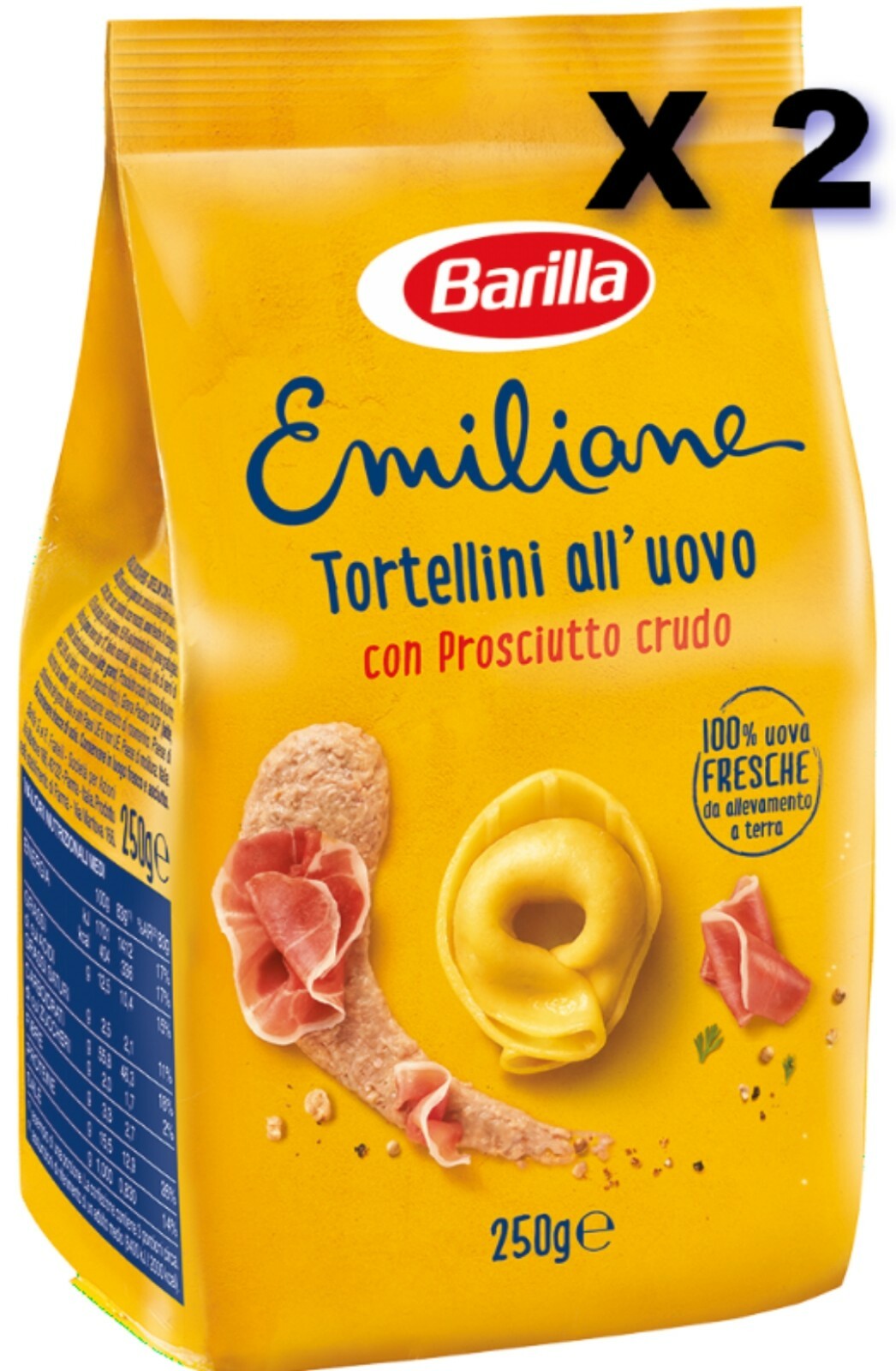 2 X 250g (500g) Barilla Pasta Outdoor Egg Stuffed Tortellini of Ham Raw