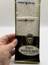 Vintage Men's Brand New Fine Quality Handkerchiefs Set Of 2 Sealed Box