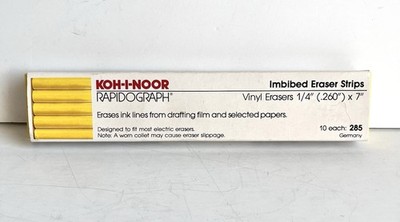 Koh-I-Noor Rapidograph 285 Imbibed Film Eraser Strips Vintage Open Box Of 9