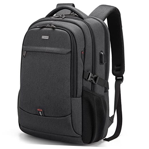 17-Inch Water Resistant Black Laptop Backpack for Travel & College