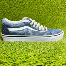 Vans Old Skool Mens Size 8 Womens 9.5 Blue White Skate Shoes Sneakers