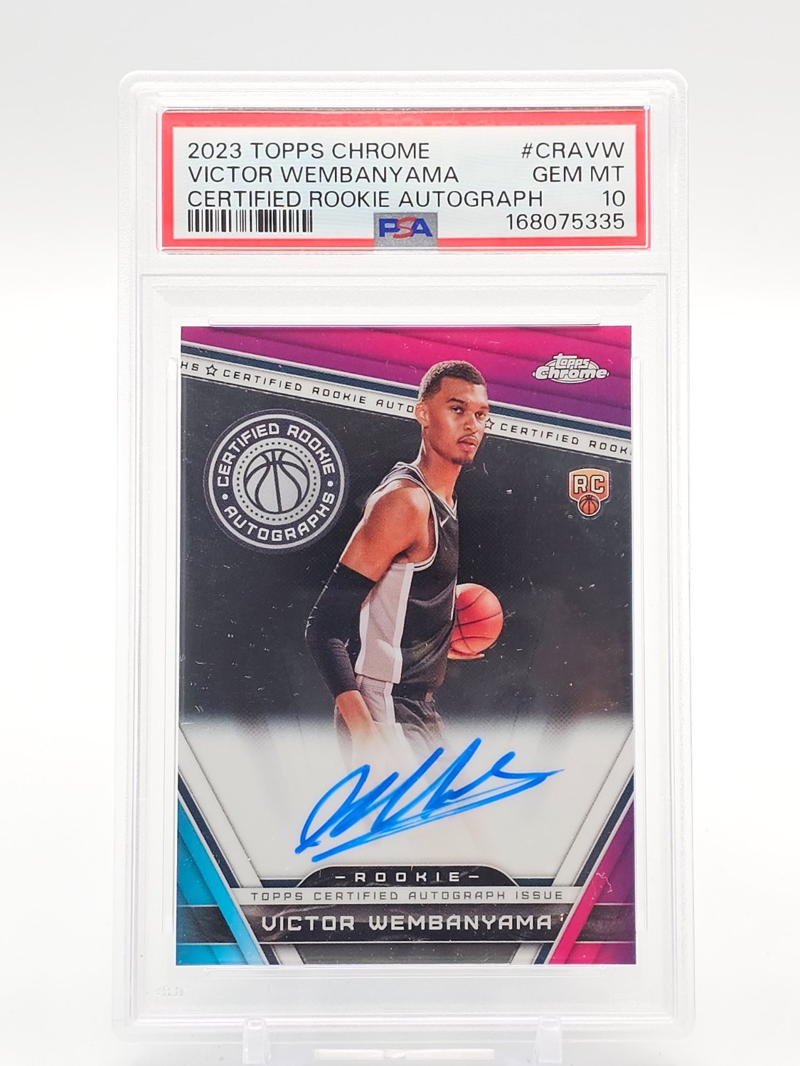VICTOR WEMBANYAMA 2023-24 TOPPS CHROME CERTIFIED ROOKIE RC AUTO PSA 10 Q5690