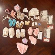 Lot Of Vintage Shoes And Accessories For Dolls Of Random Sizes