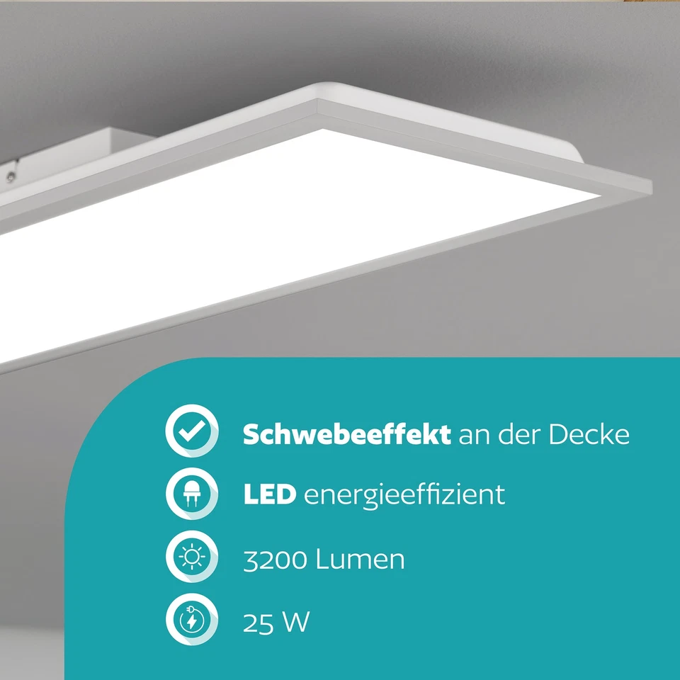 LED Deckenleuchte silber Deckenlampe 100x25 cm Panel flach Fernbedienung dimmbar - Bild 2 von 4
