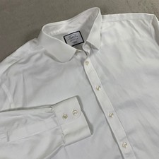 Charles Tyrwhitt Dress Shirt Mens 19/37 White Herringbone Classic Fit Non-Iron