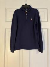 Boys Polo Ralph Lauren Navy 1/4 Zip Sweater Size 7 With Horse Logo