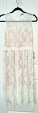 Chelsea28 Women’s Dress Ivory Lace Sheer Neckline Zip Side Button Keyhole M NWT