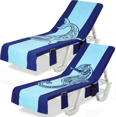2 Pcs Pool Lounge Chair Towel Cover with 3 Pockets, 85 X 30 Inch Beach Pool Chai