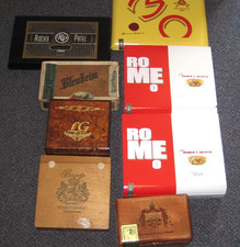 LOT OF 8 MISC WOOD VINTAGE AND NEW CIGAR BOXES