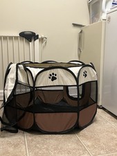Portable Folding Fabric Dog Play Pen, Mesh Panels, Zipper Door, Size S