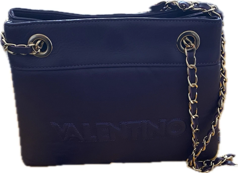 Bolso de mano Valentino by Mario Valentino: Rita de cuero púrpura y dorado en relieve Foto 2 de 4