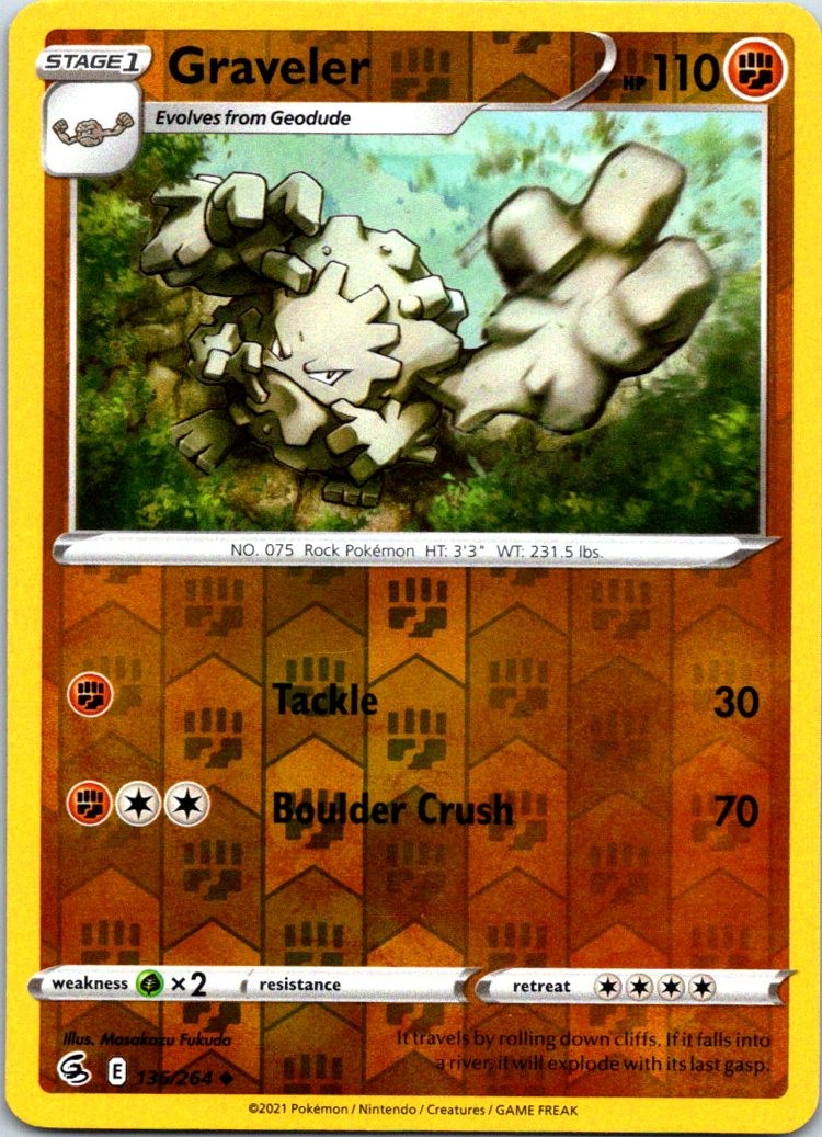 Graveler 136/264 Reverse Holo SWSH08: Fusion Strike LP Pokemon